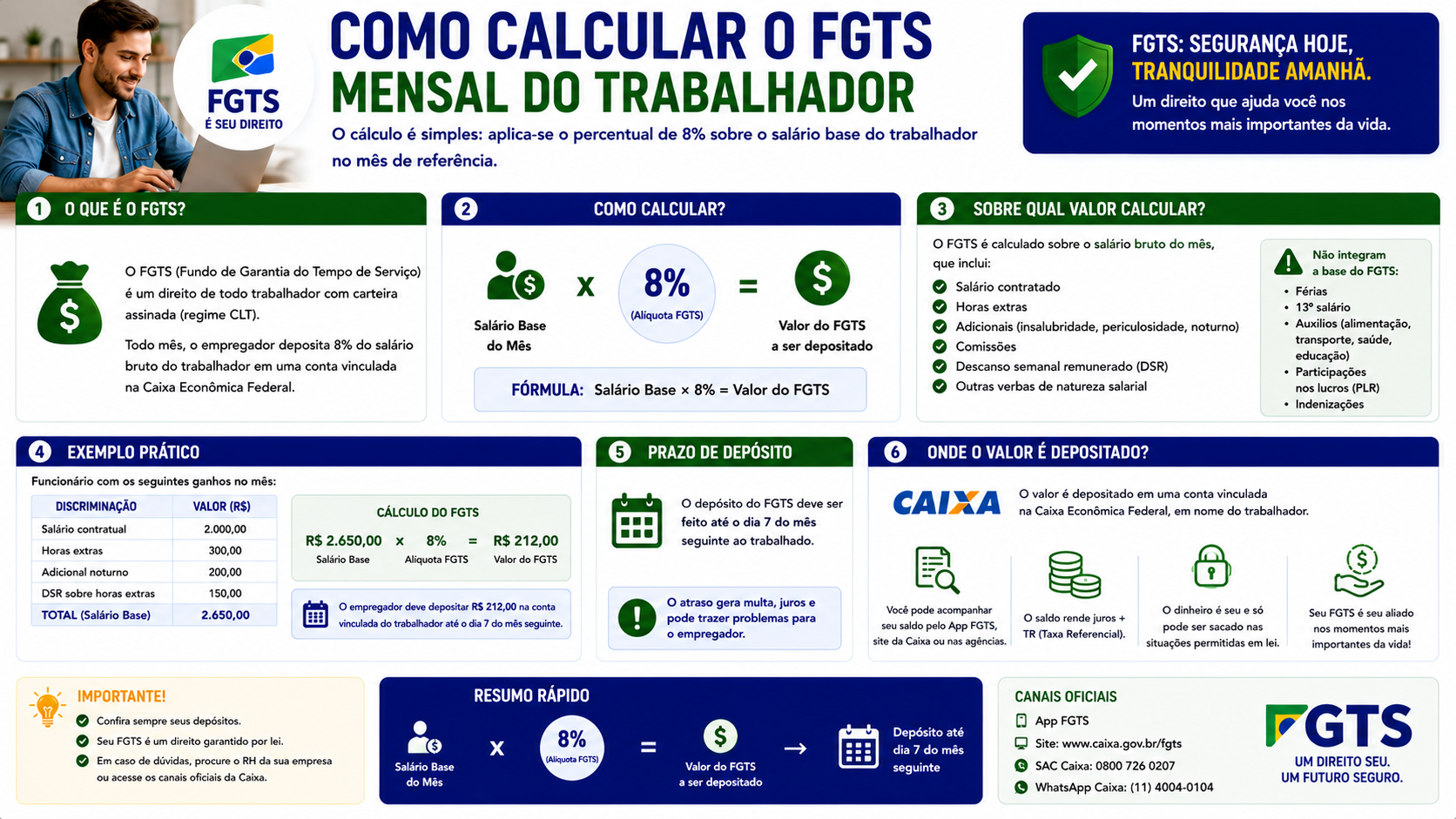 Como calcular o FGTS mensal do trabalhador