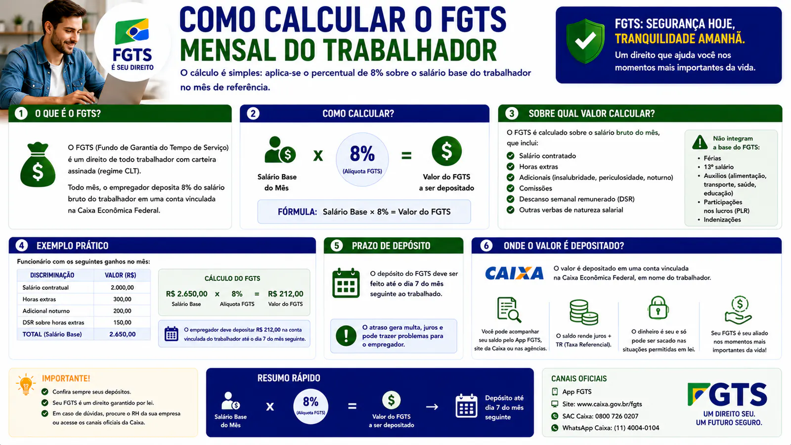 Como calcular o FGTS mensal do trabalhador