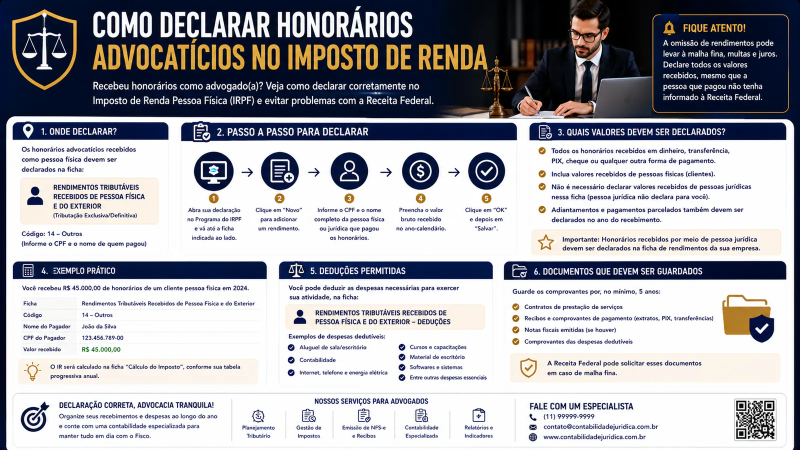 Como declarar honorários advocatícios no Imposto de Renda