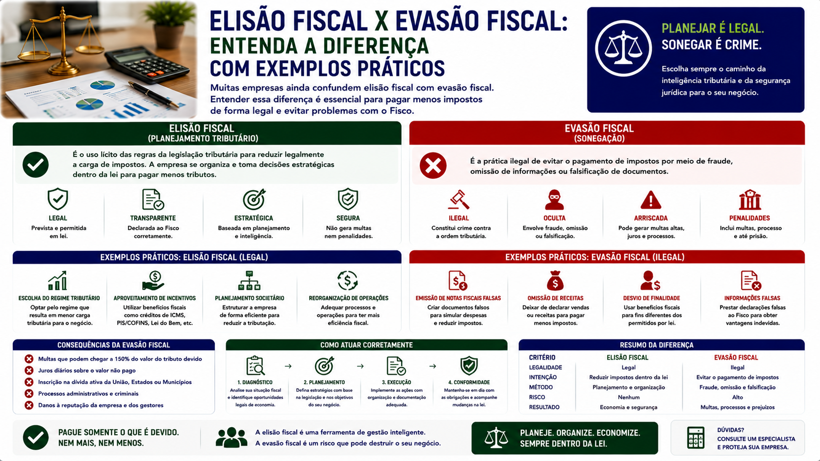 Elisão fiscal x evasão fiscal: entenda a diferença com exemplos práticos