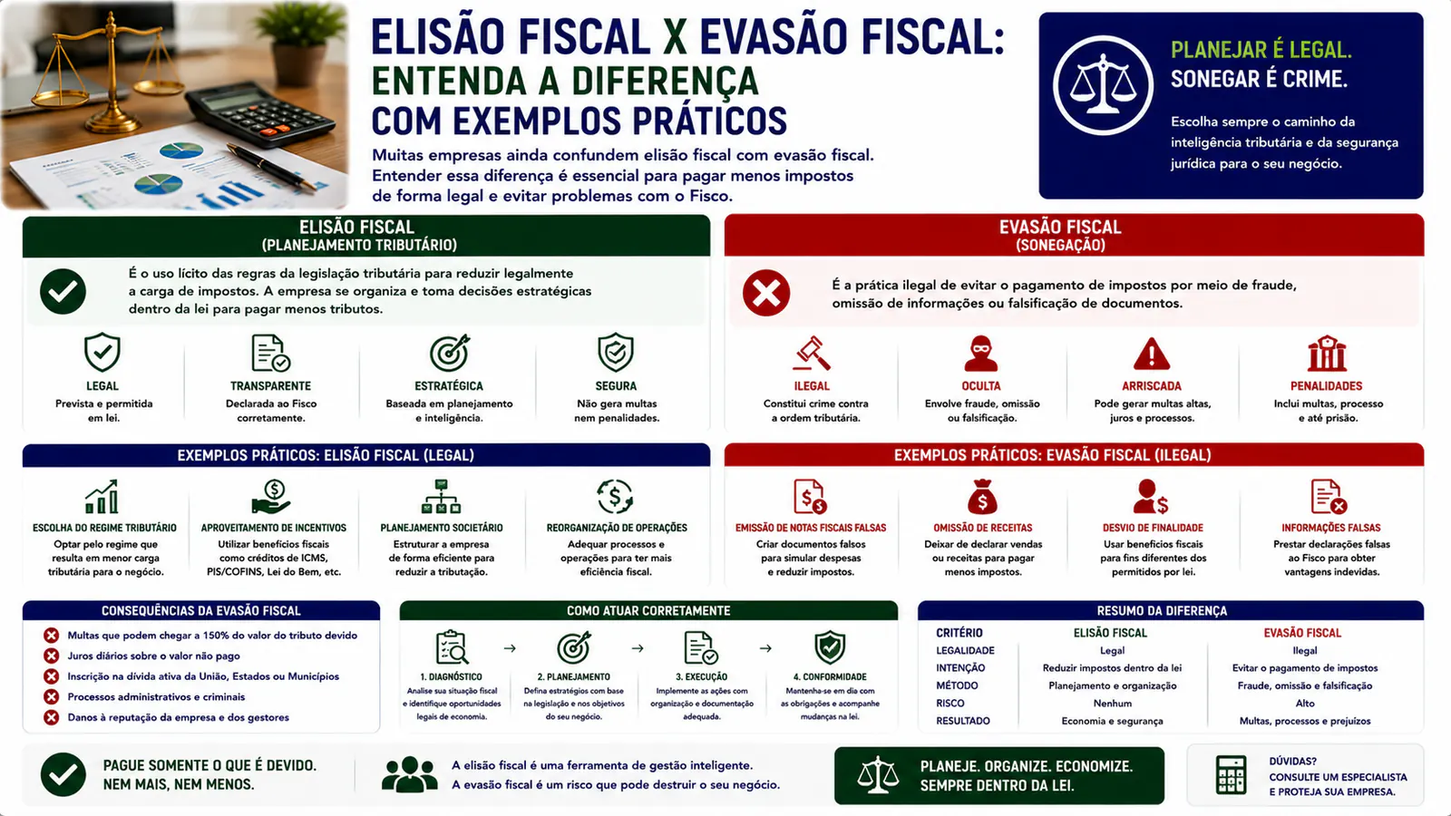 Elisão fiscal x evasão fiscal: entenda a diferença com exemplos práticos