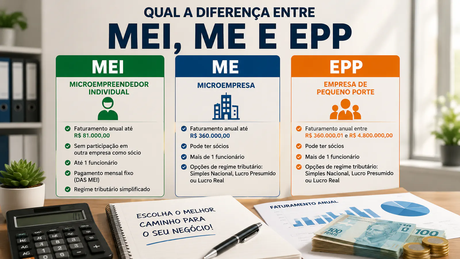 Qual a diferença entre MEI, ME e EPP