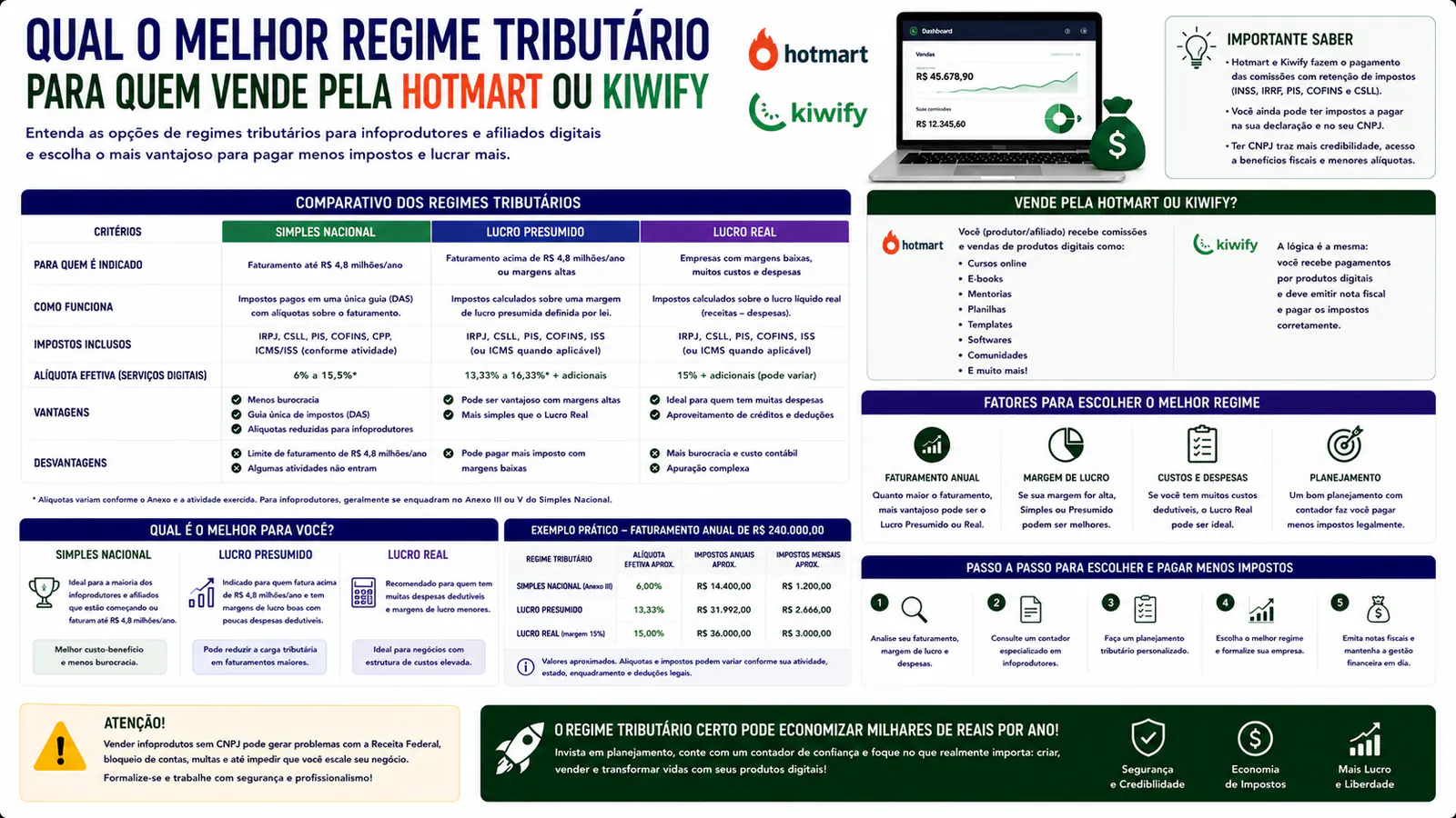 Qual o melhor regime tributário para quem vende pela Hotmart ou Kiwify