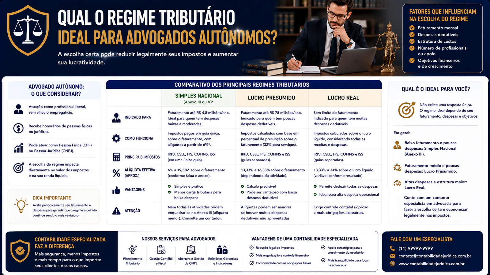 Qual o regime tributário ideal para advogados autônomos